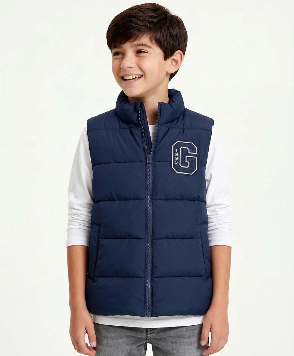 Parka ni&ntilde;o sin mangas letra c