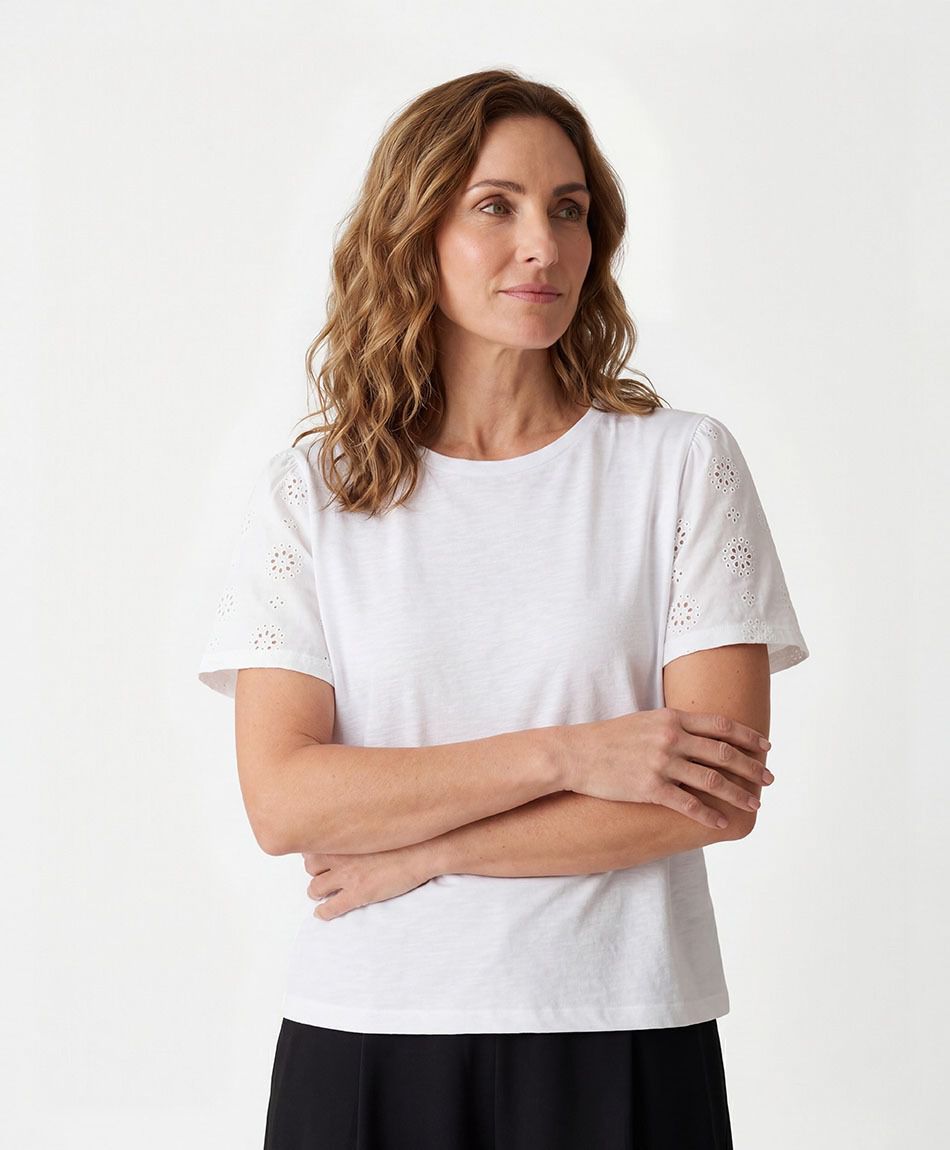 Polera mujer manga calada