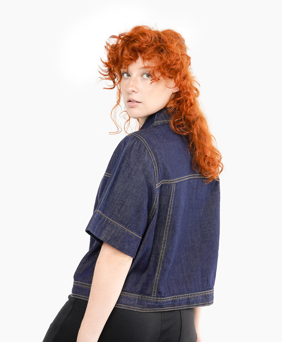 Blusa mujer denim manga corta