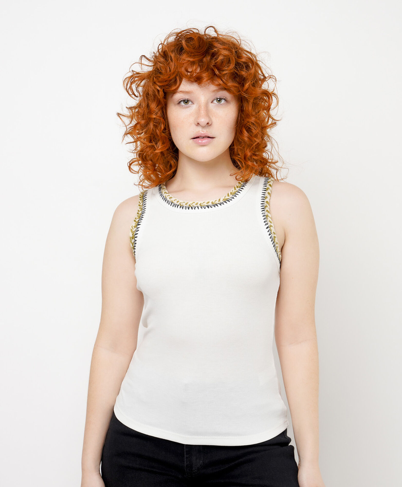 Polera mujer trencitas cuello Polera mujer trencitas cuello