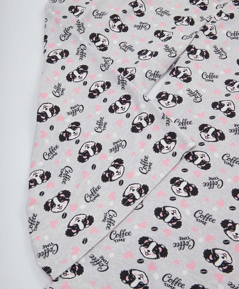 Pijama mujer capri perrito caf&eacute;