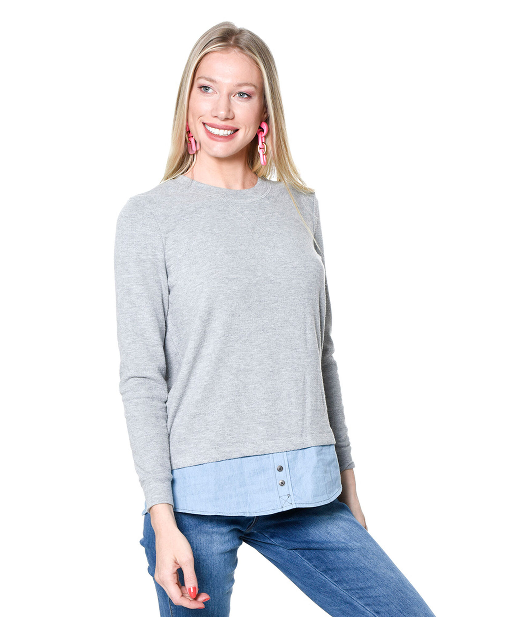 Poleron tejido comb. denim Poleron tejido comb. denim