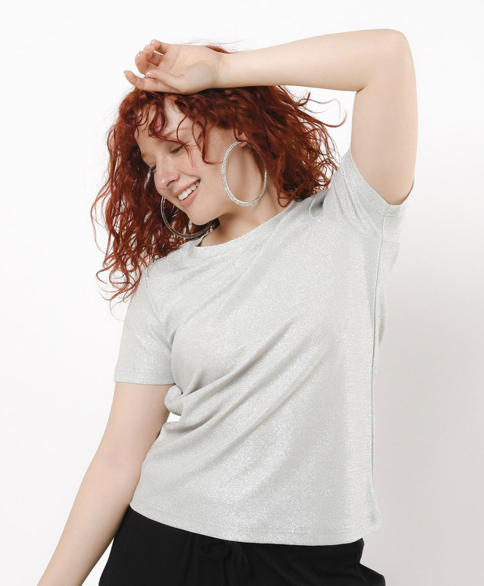 Polera mujer metalizada plateada Polera mujer metalizada plateada
