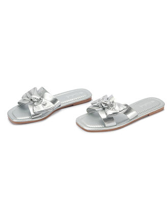 Sandalia mujer cinta silver plana