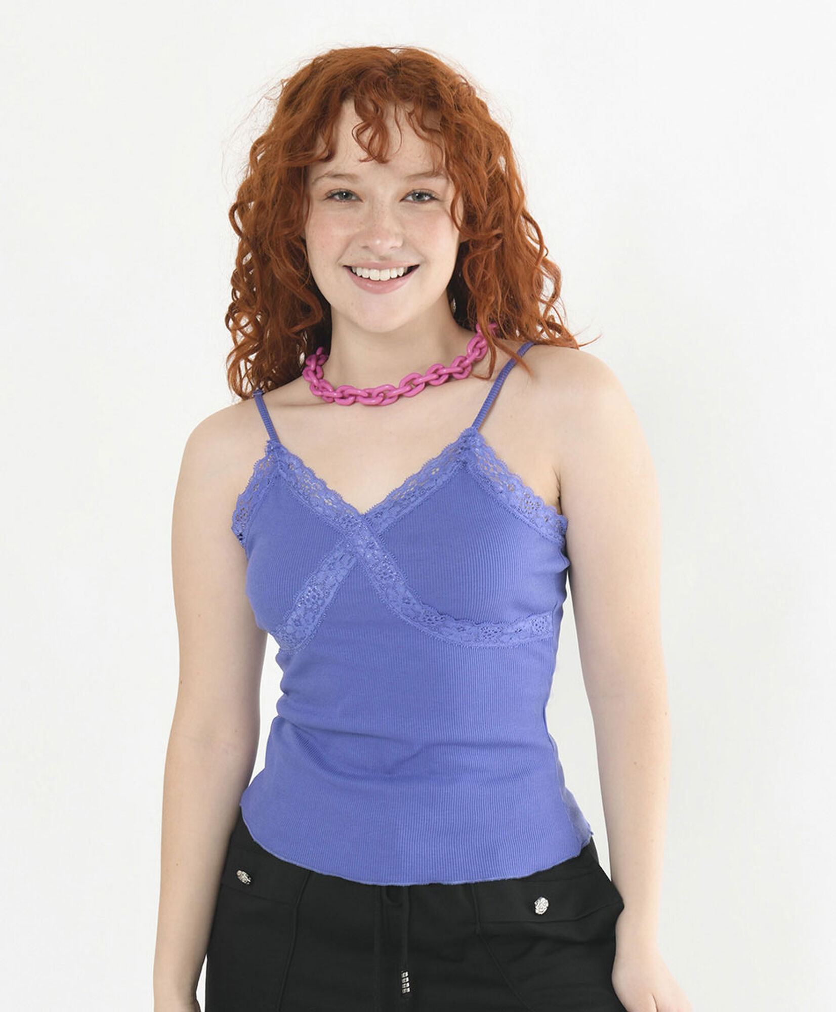 Polera mujer top encaje ajustada Polera mujer top encaje ajustada