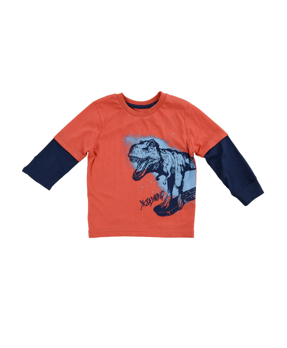 Polera bebé bicolor dinosaurio