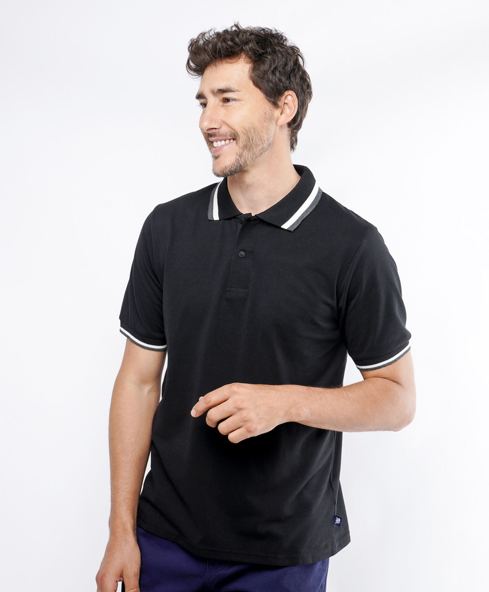 Polera hombre piqué doble línea Polera hombre piqué doble línea