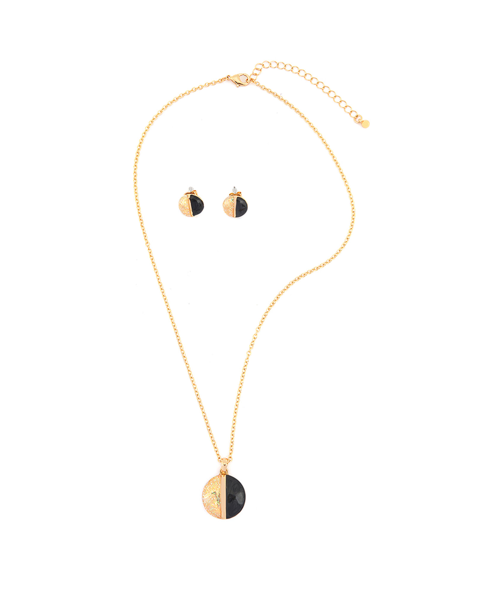 Set collar + aros mujer negro y dorado Set collar + aros mujer negro y dorado