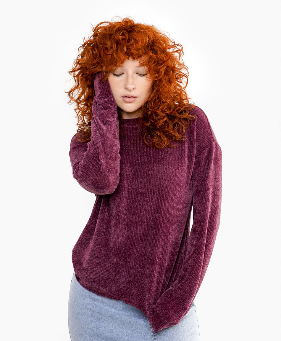 Sweater mujer chenille burdeo