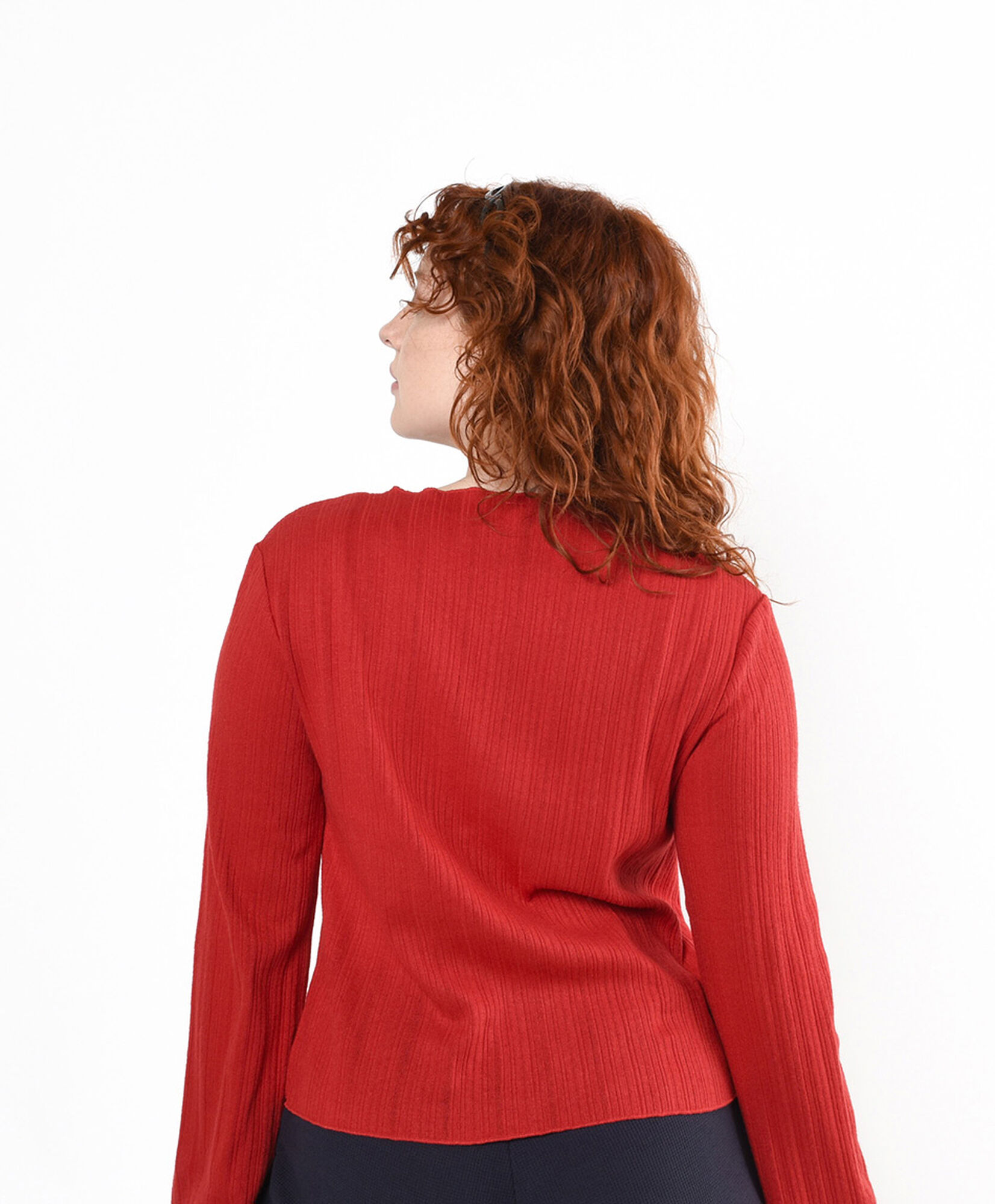 Polera mujer roja mangas anchas Polera mujer roja mangas anchas