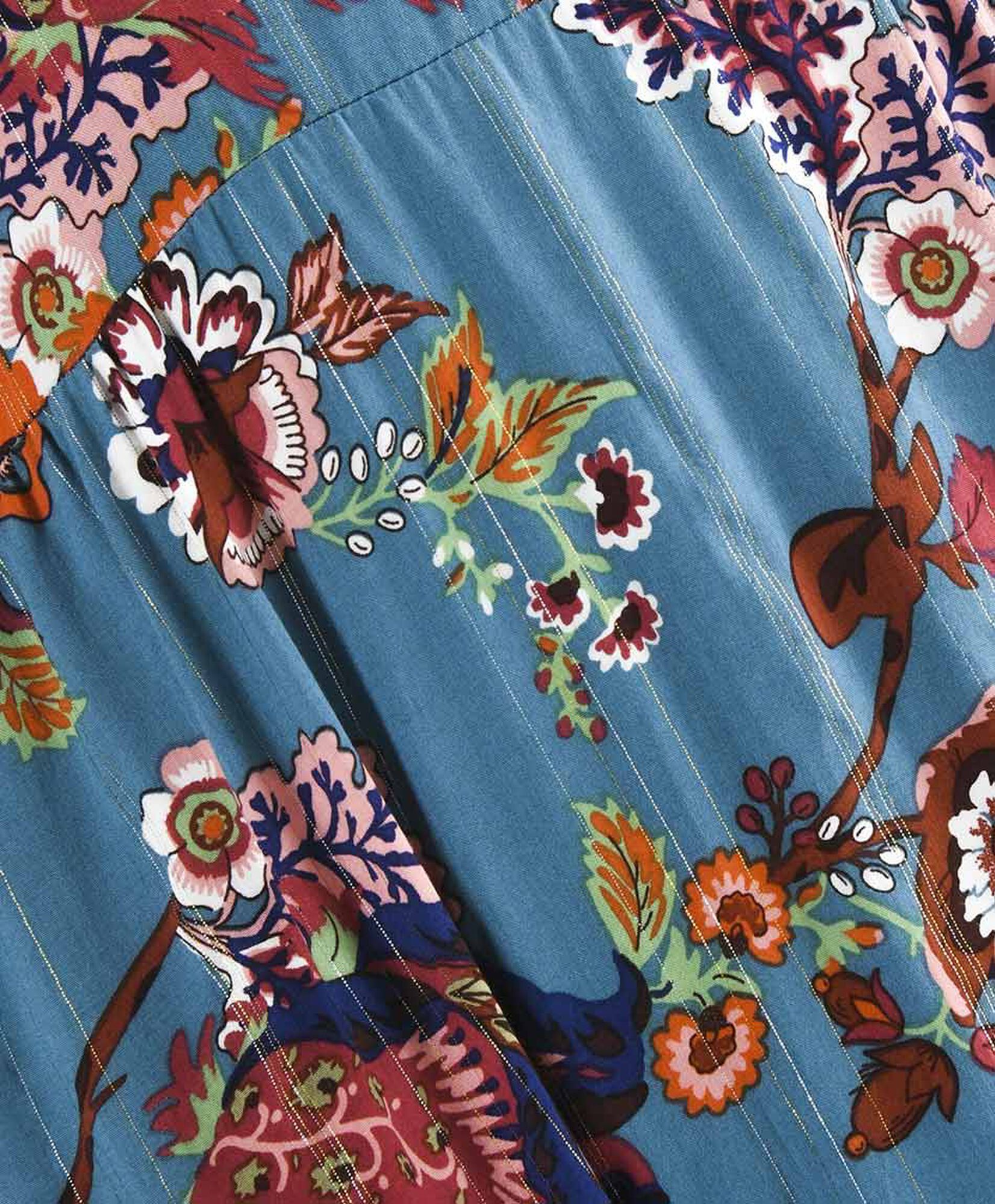 Vestido largo mujer floral hilos dorados Vestido largo mujer floral hilos dorados