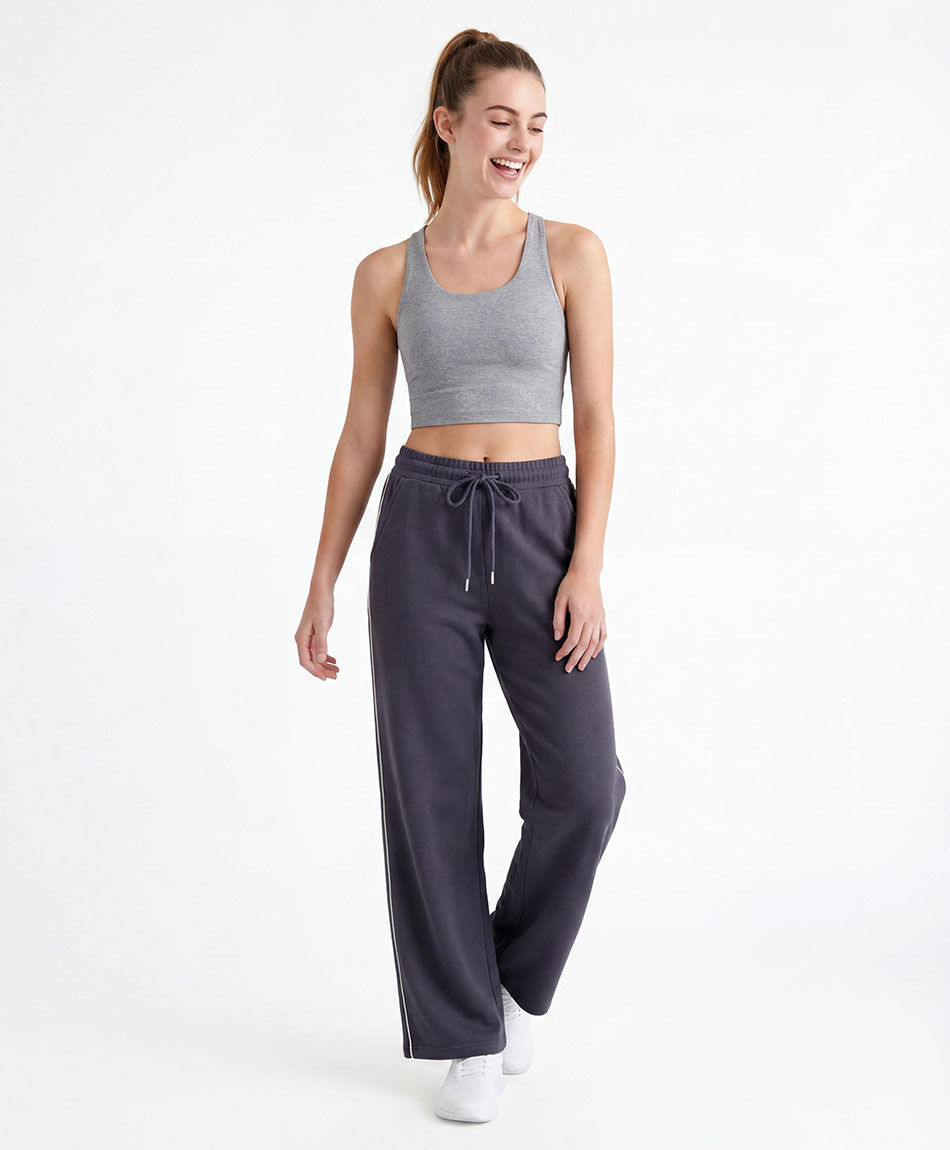 Pantal&oacute;n deportivo mujer piping gris