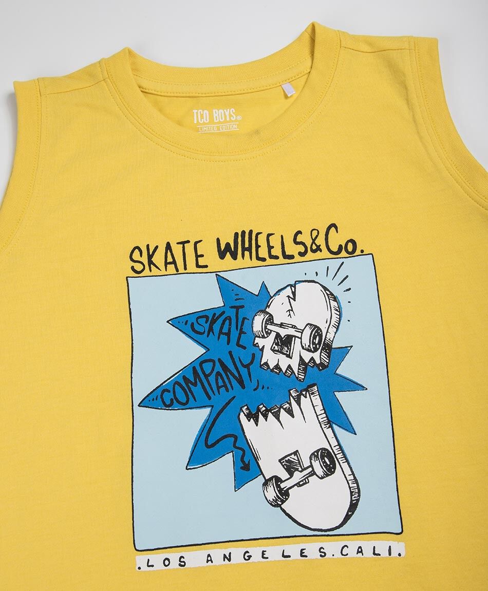 Polera ni&ntilde;o skate amarilla