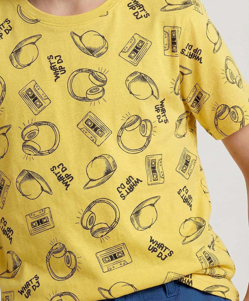 Polera ni&ntilde;o amarillo whats up dj