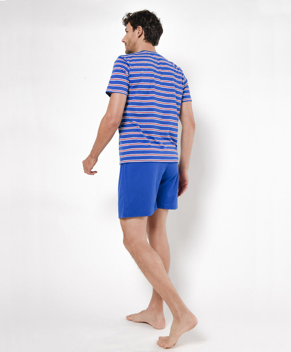 Pijama hombre l&iacute;neas tricolor 2 piezas