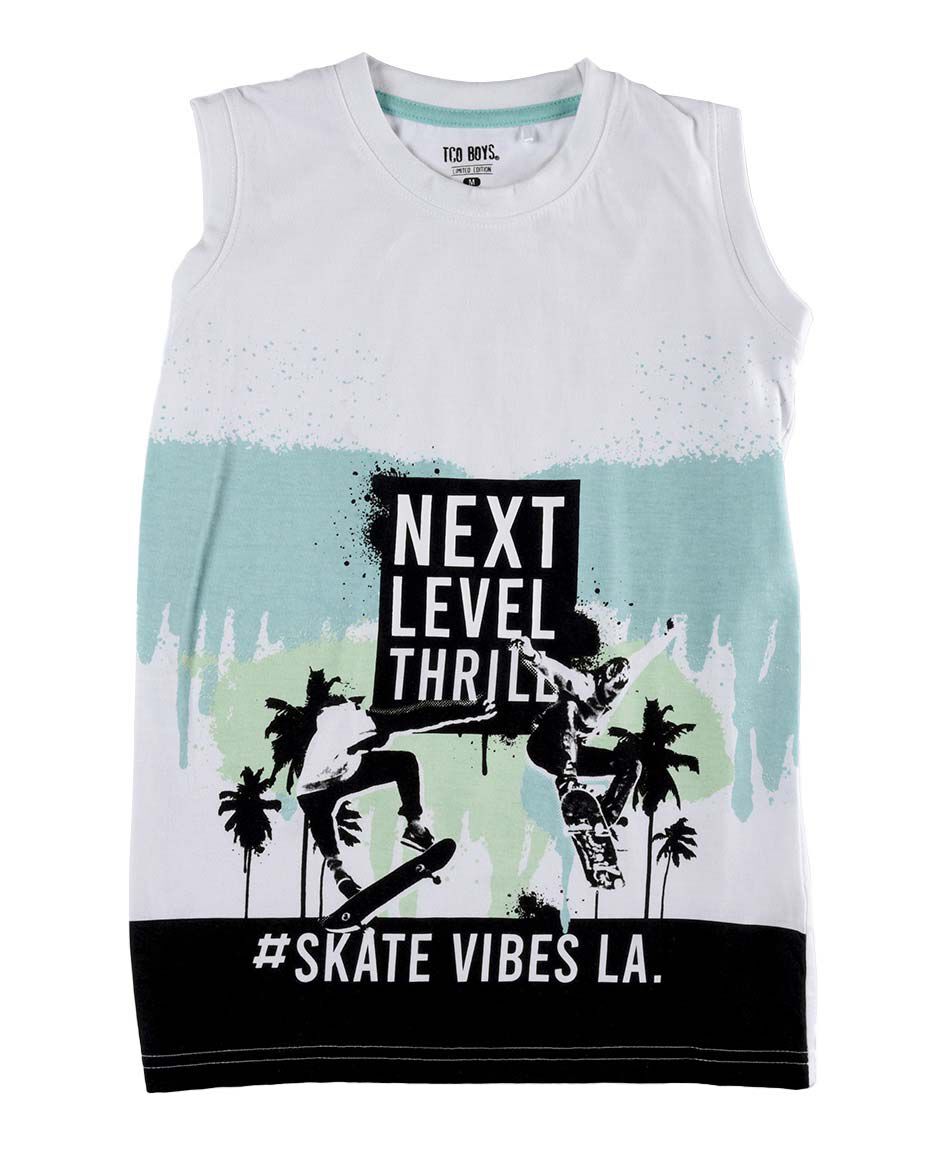 Polera sin mangas cuello redondo