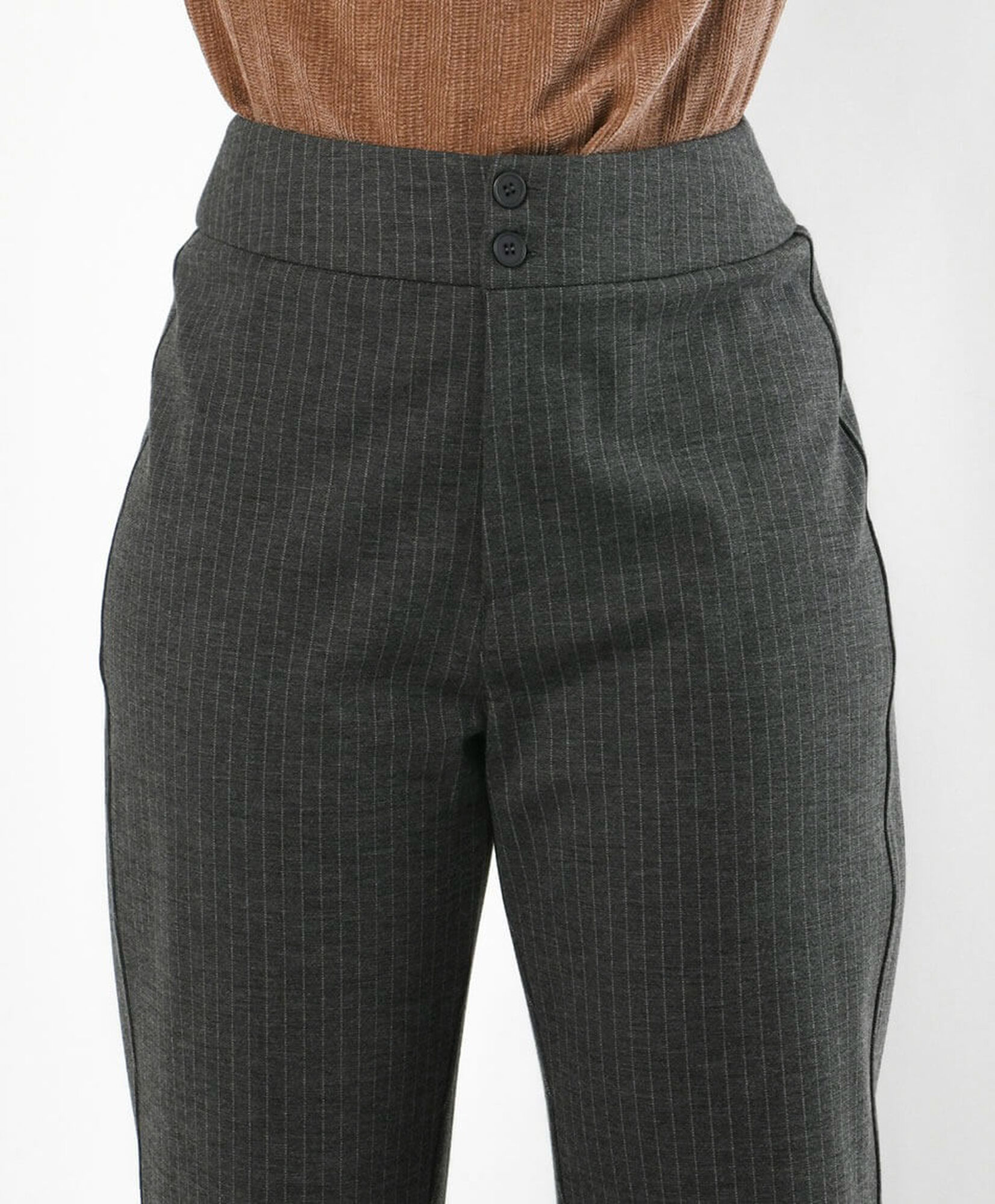 Pantalón mujer líneas wide gris Pantalón mujer líneas wide gris