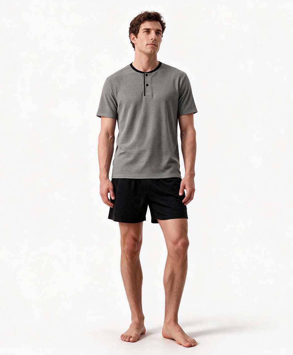 Pijama hombre gris botones