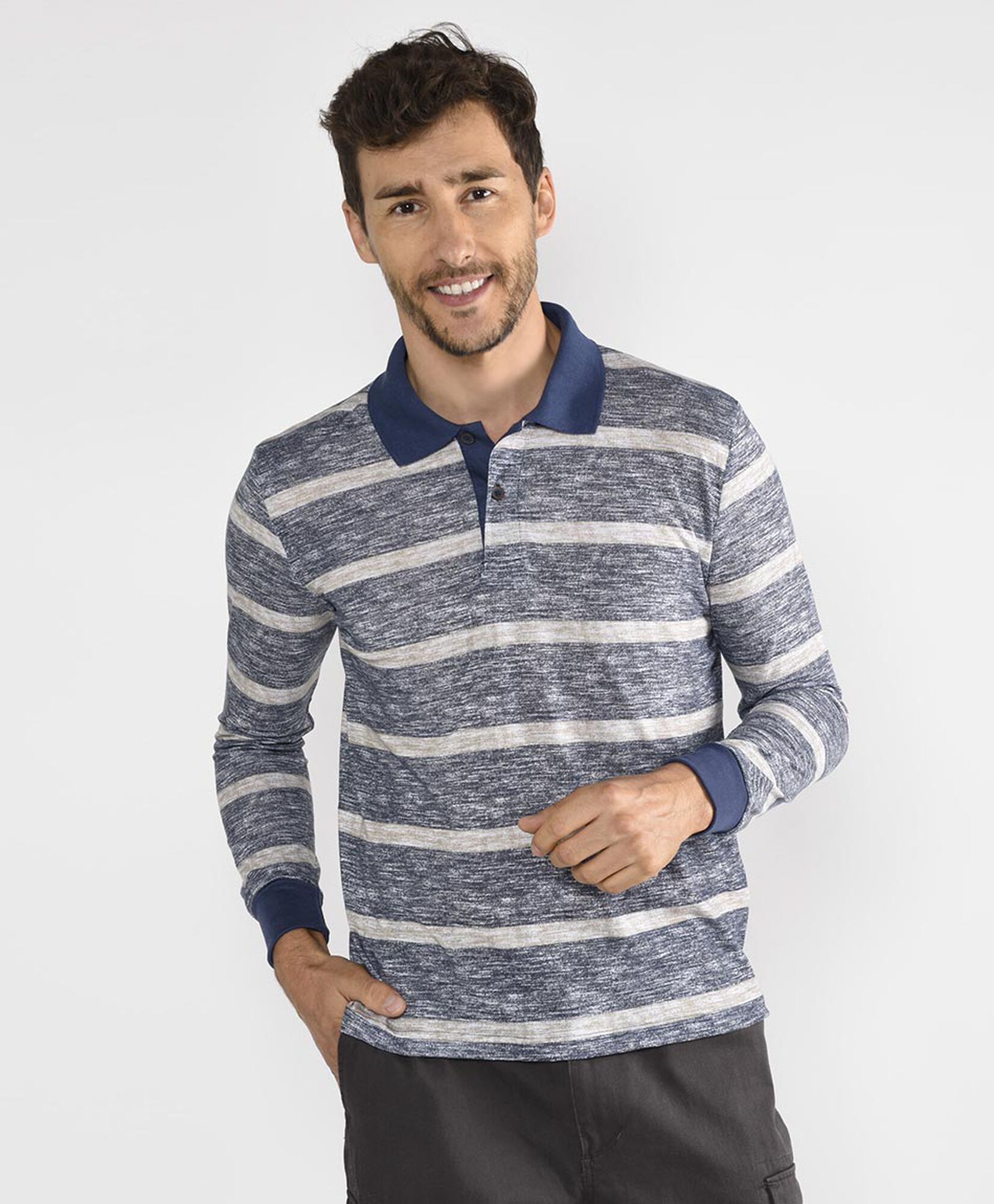 Polera manga larga cuello piqué TRICOT - Main Image