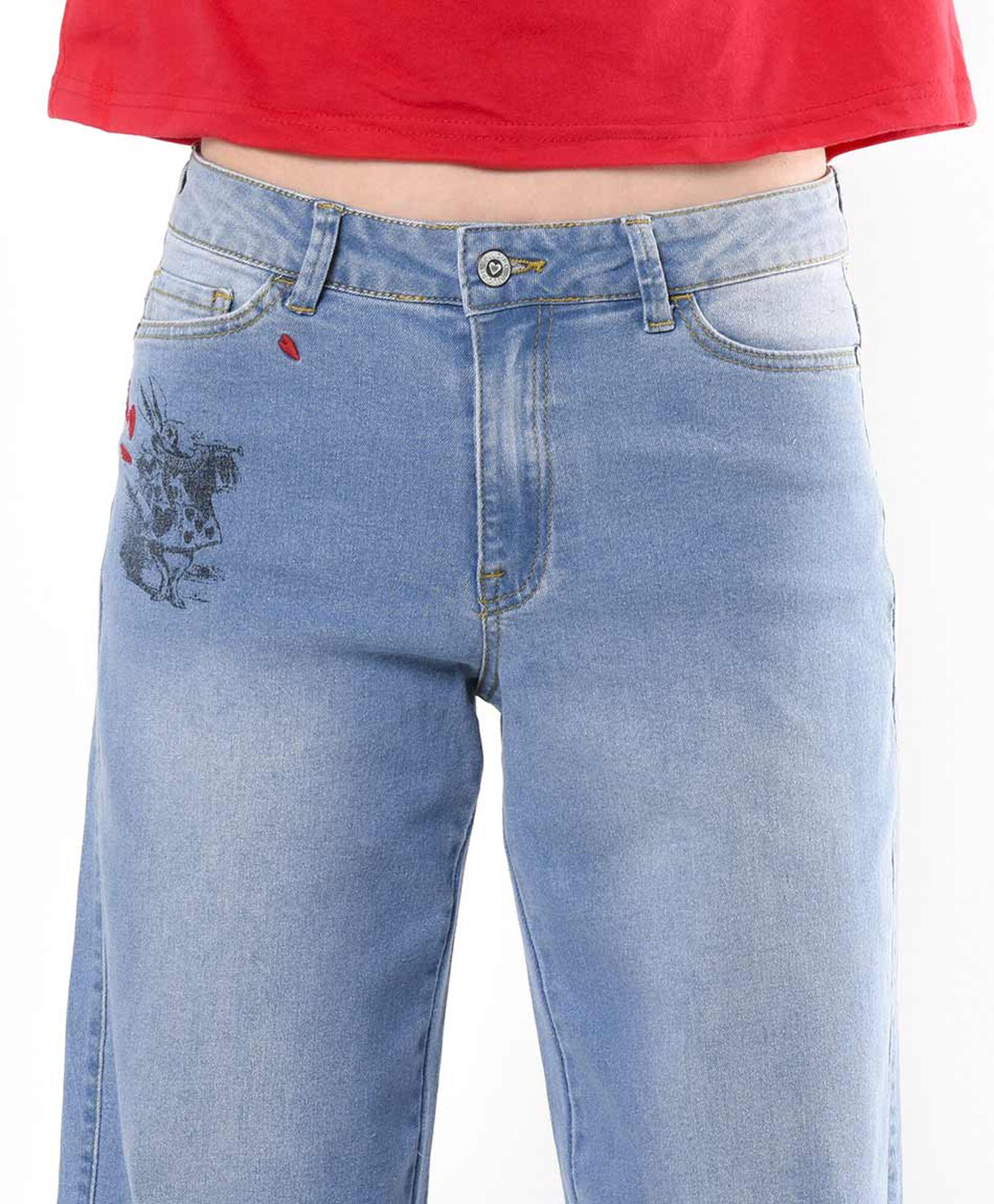 Jeans mujer estampado conejito wide Jeans mujer estampado conejito wide