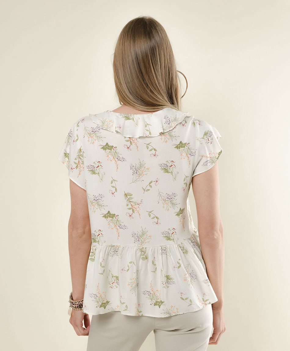 Blusa mujer flores con vuelos