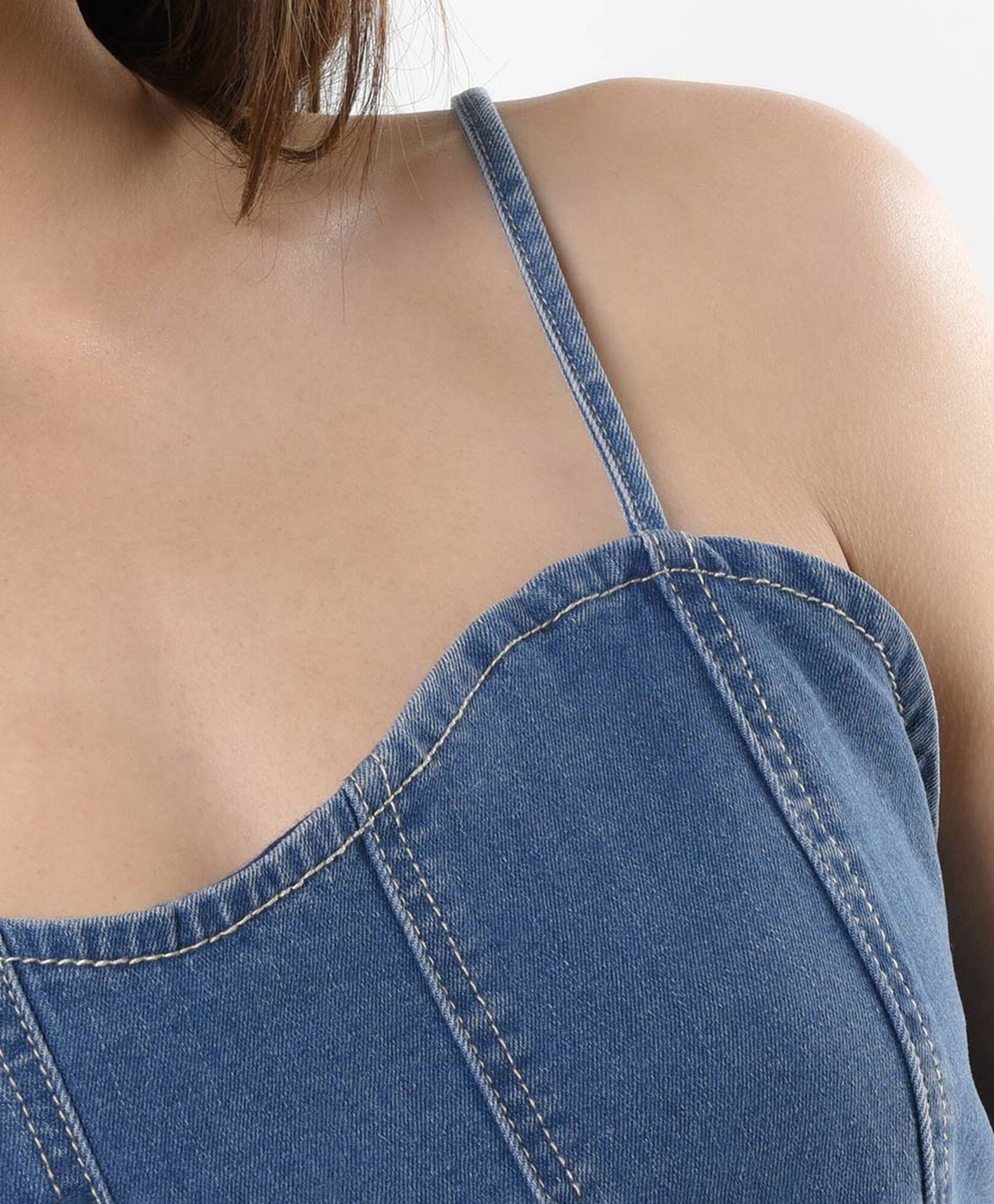 Blusa mujer denim tirantes crop Blusa mujer denim tirantes crop