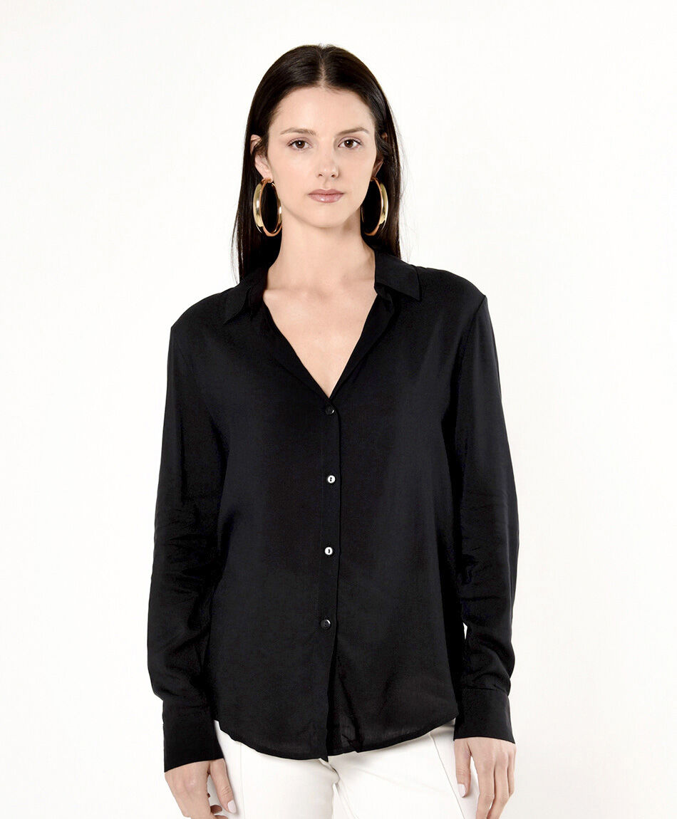 Blusa mujer negra cuello en v