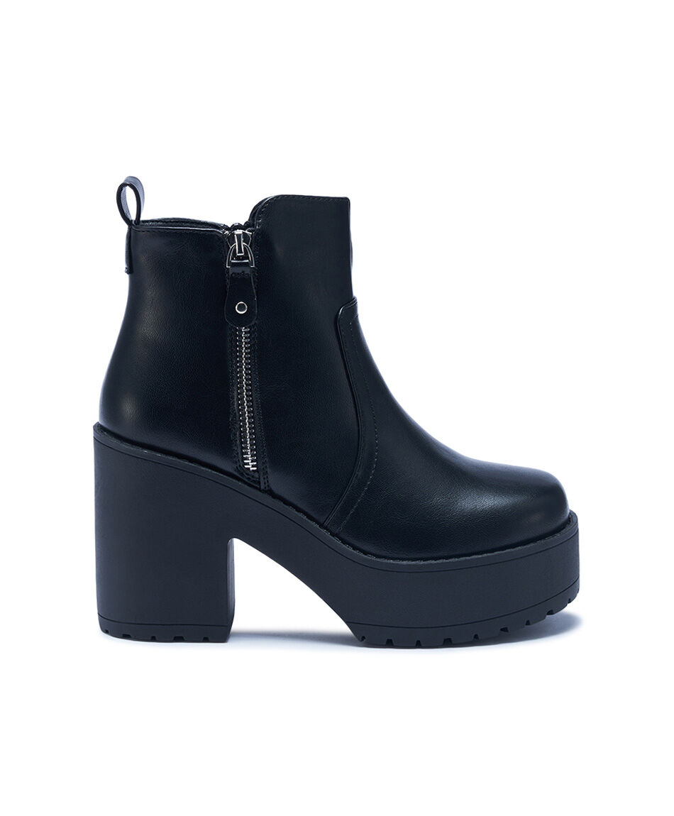 Bot&iacute;n mujer black plataforma alta