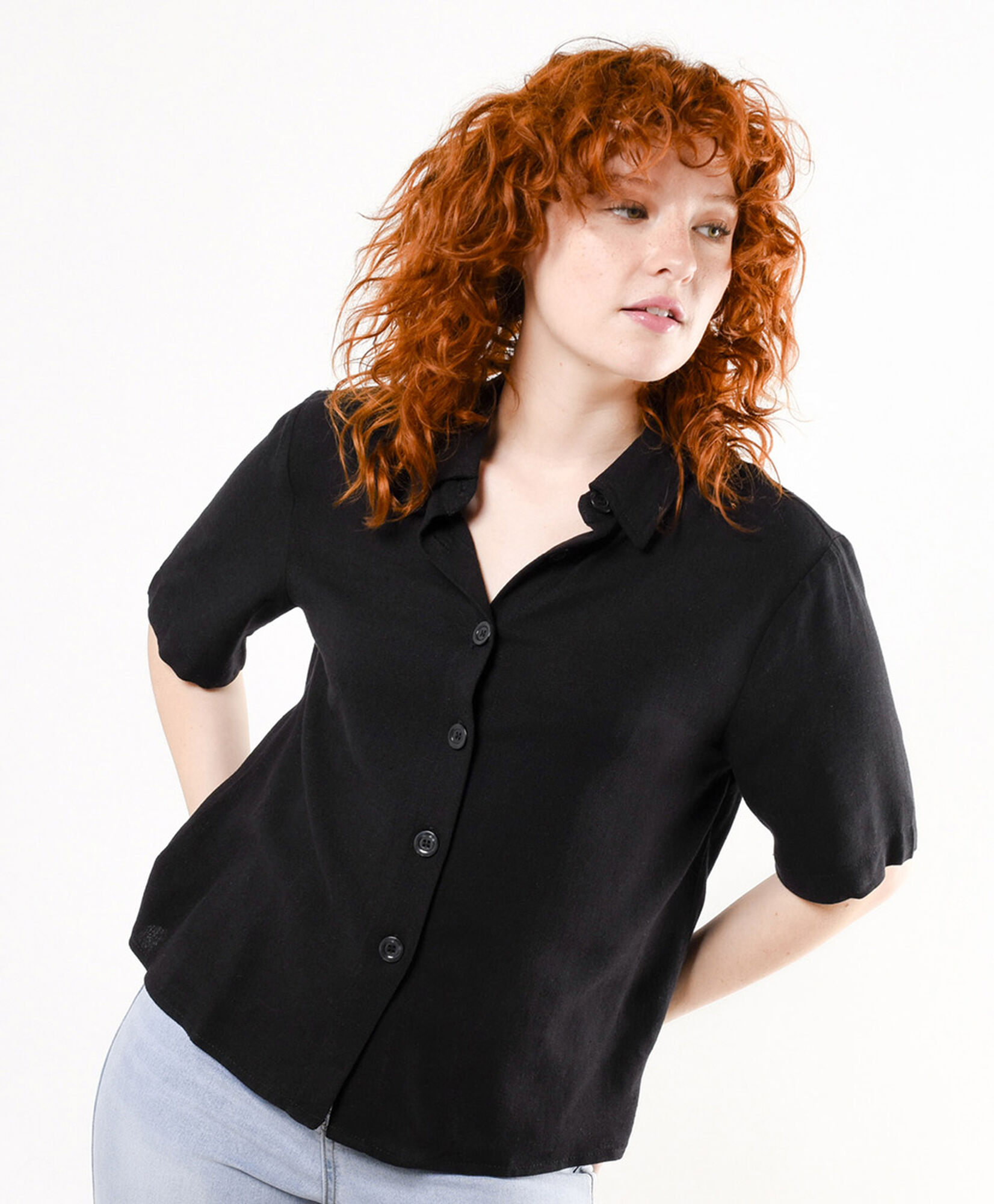 Blusa mujer lino negra Blusa mujer lino negra