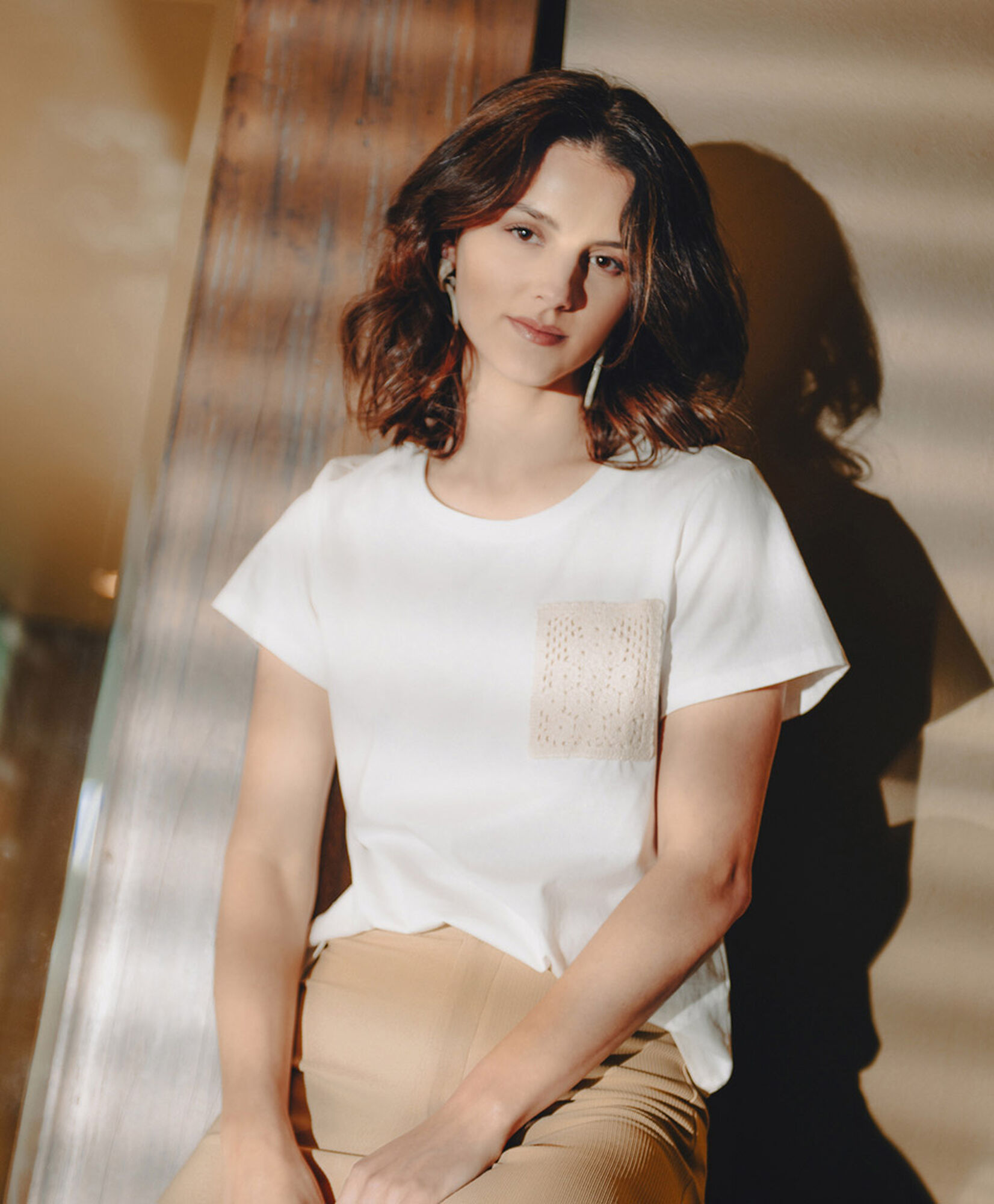 Polera mujer bolsillo crochet Polera mujer bolsillo crochet