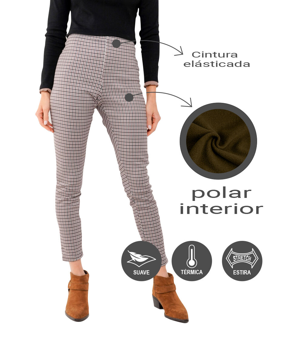Leggins mujer cuadrill&eacute; forrada