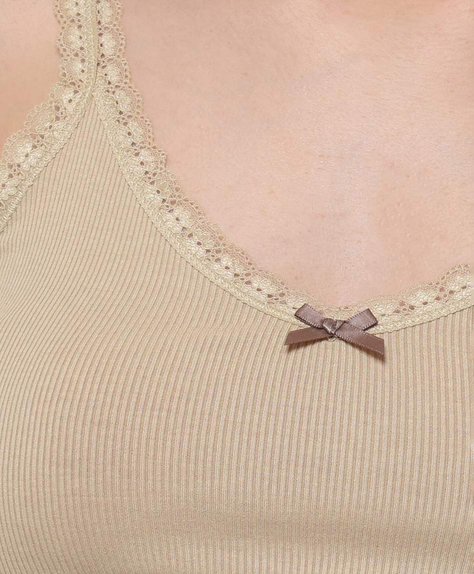 Polera mujer top cinta beige Polera mujer top cinta beige