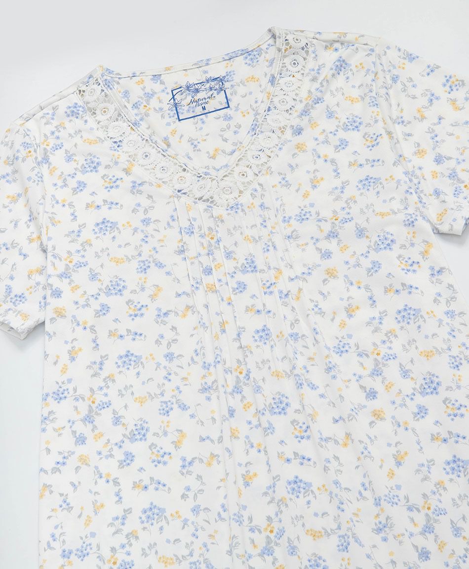 Camisa de dormir mujer floreada azul