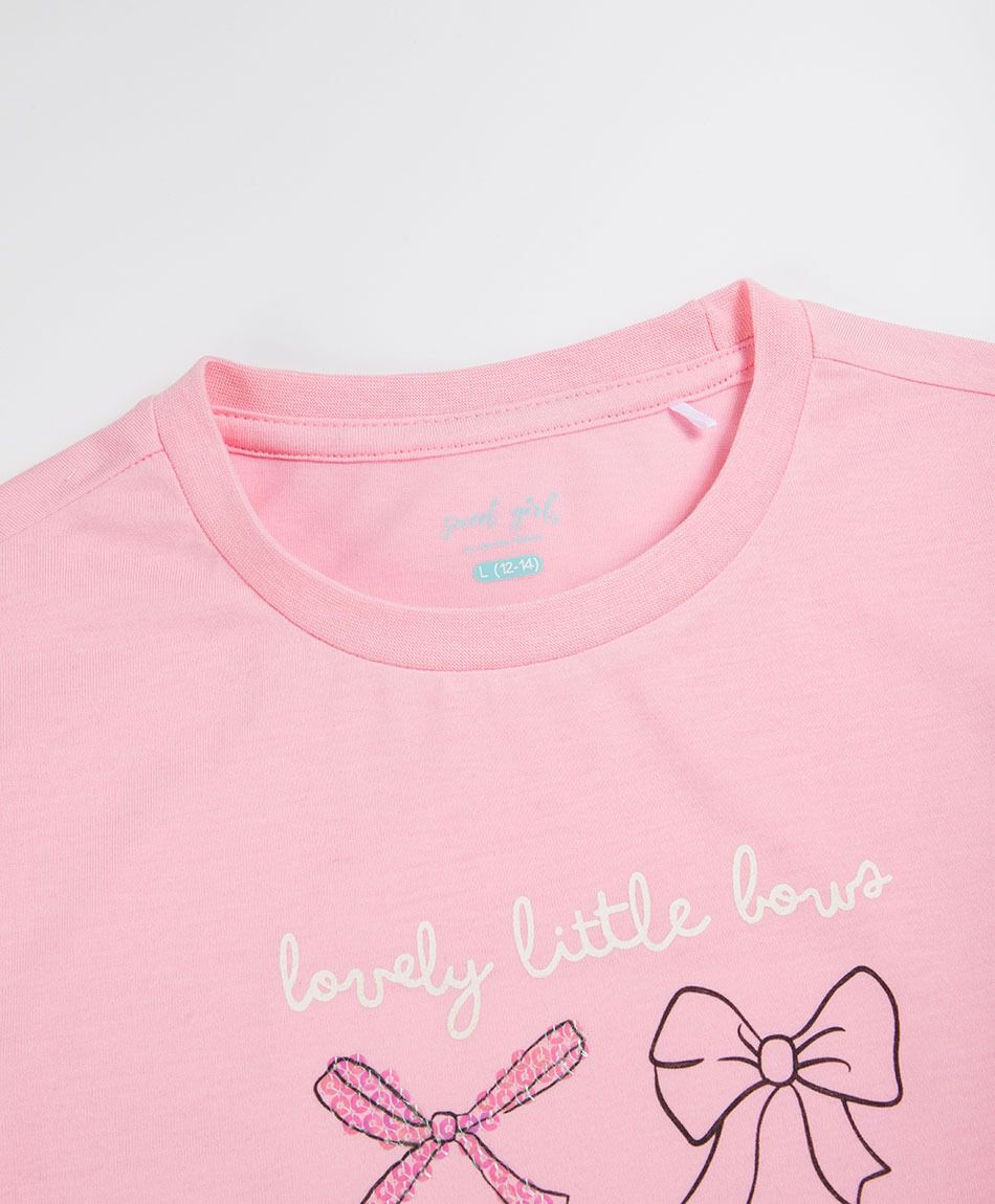 Polera ni&ntilde;a lazos coquette