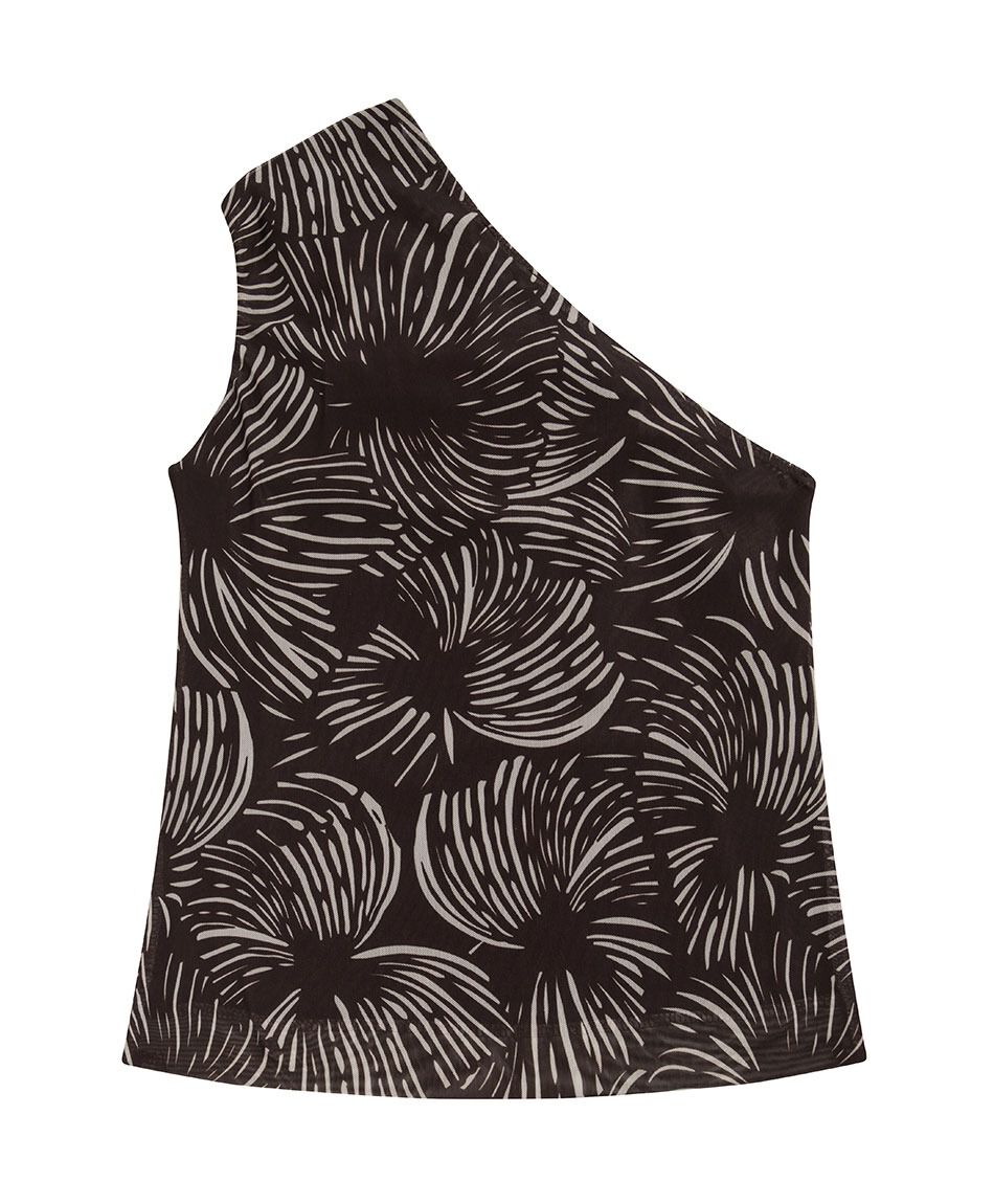 Polera mujer top asim&eacute;trica accesorio