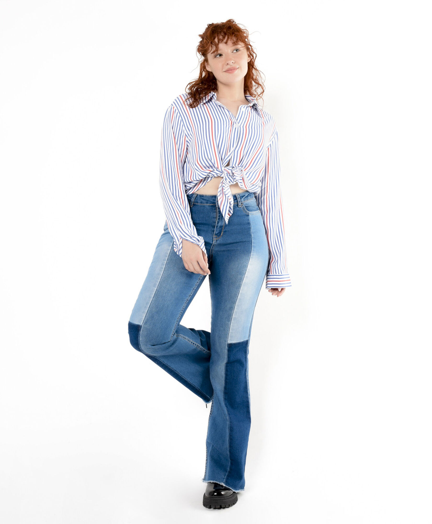 Jeans mujer patchwork flare Jeans mujer patchwork flare