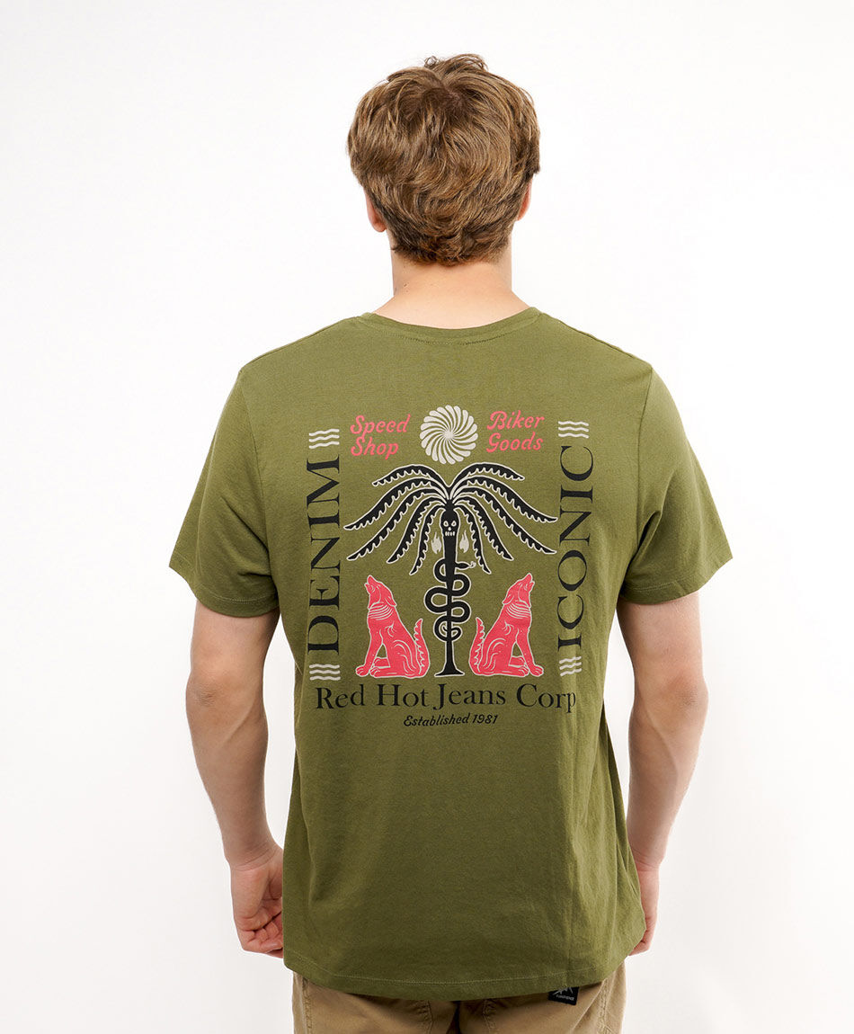 Polera hombre estampado doble denim iconic