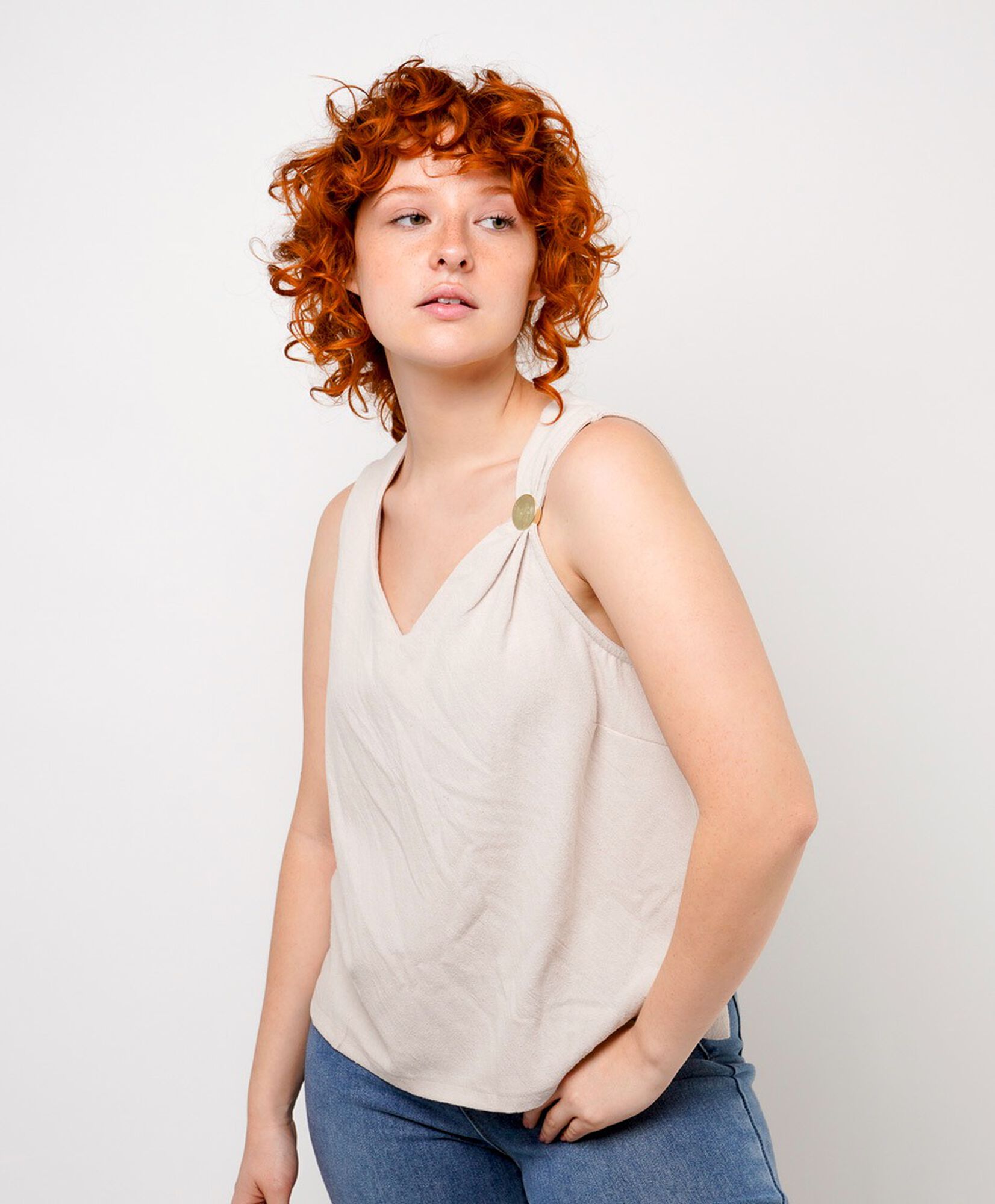 Blusa mujer lino accesorio Blusa mujer lino accesorio