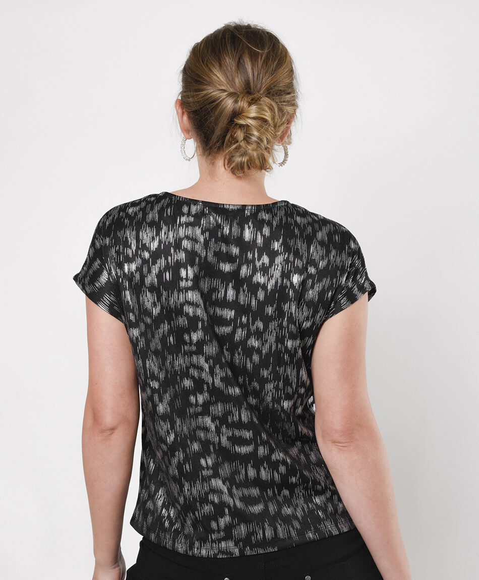 Polera mujer print rayas brillante