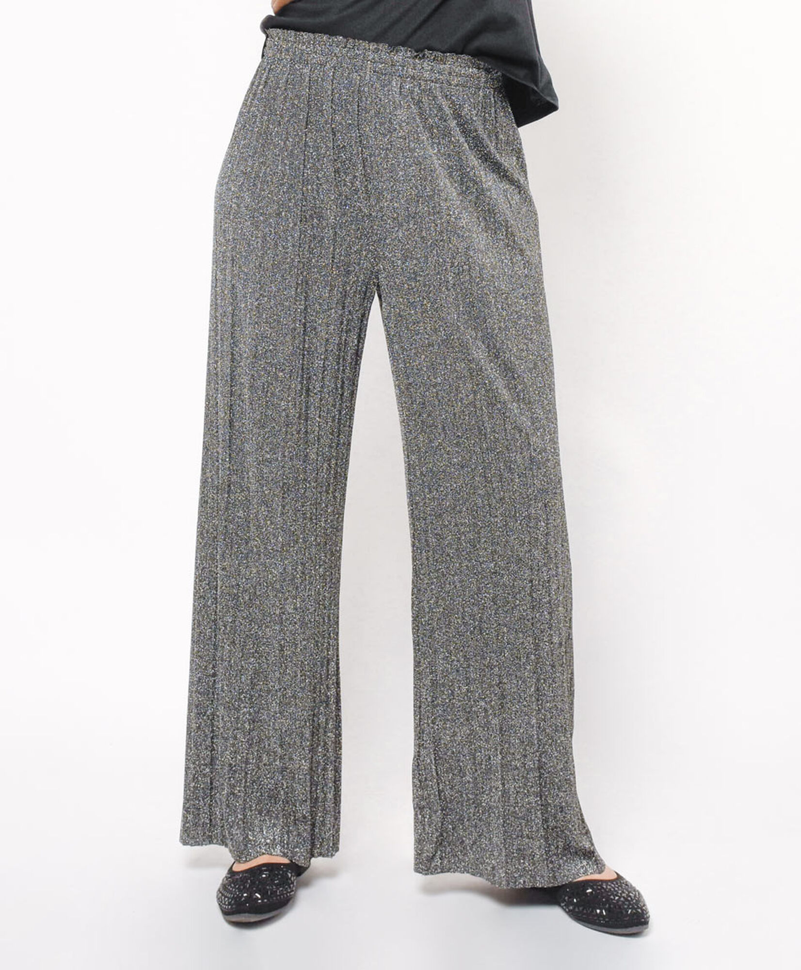 Pantalón mujer plisado plata Pantalón mujer plisado plata