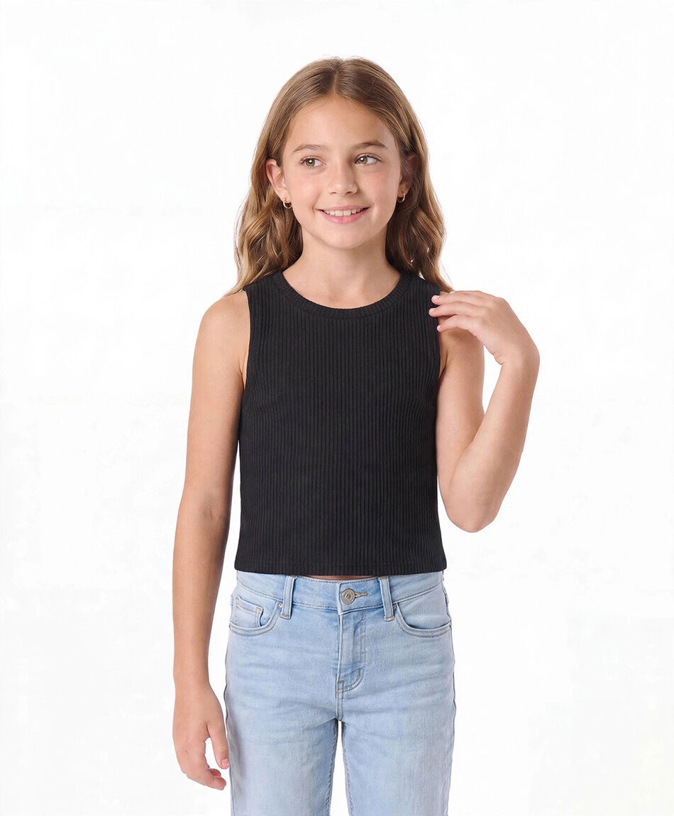 Polera ni&ntilde;a negra sin mangas