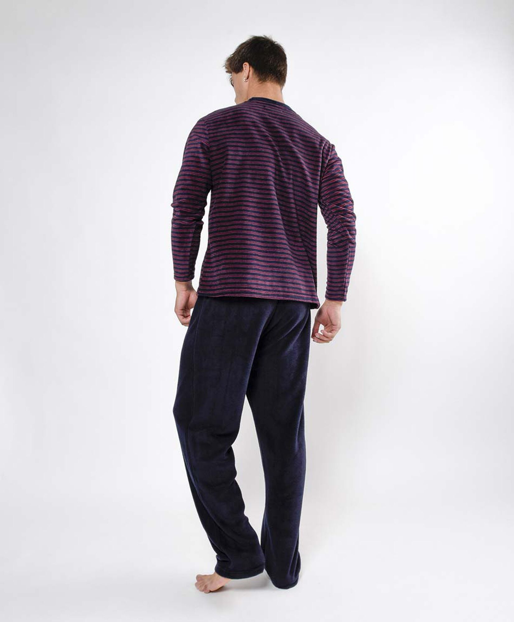 Pijama hombre polar líneas 2 piezas Pijama hombre polar líneas 2 piezas