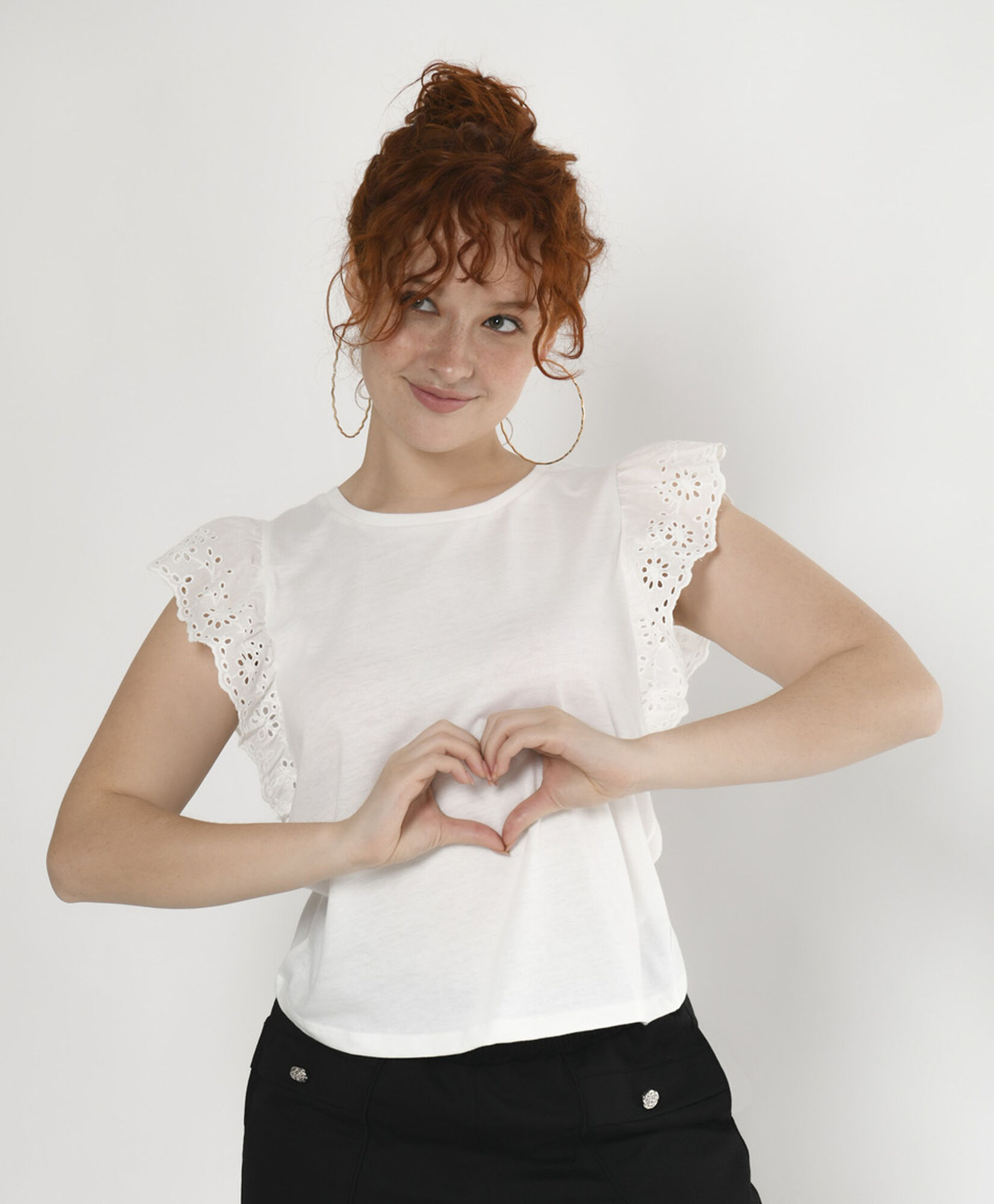 Polera mujer mangas broderie Polera mujer mangas broderie