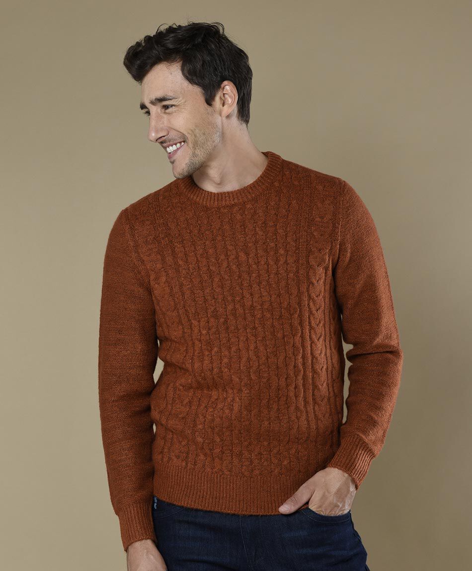 Sweater trenzado cuello redondo