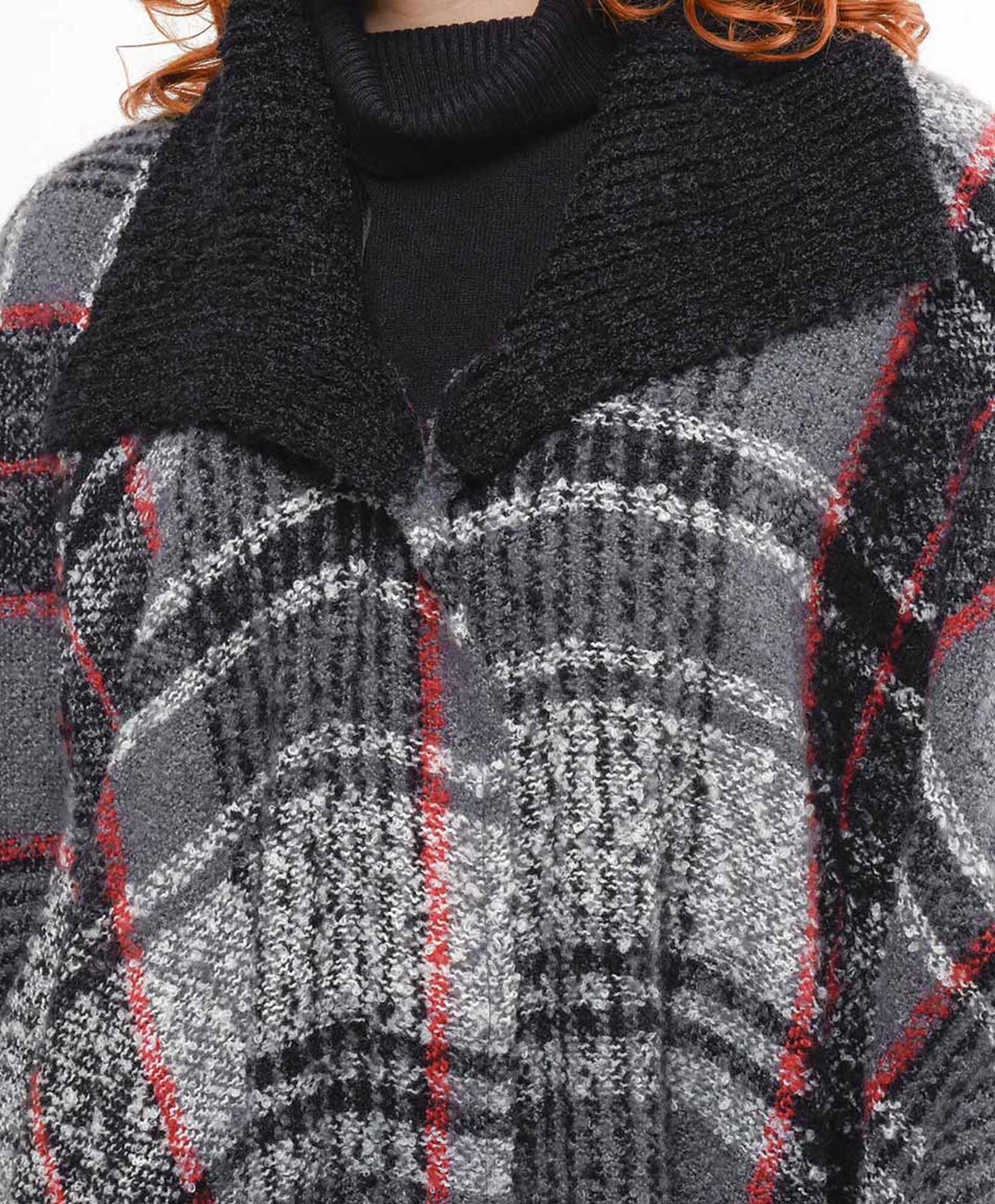 Poncho mujer cuadrillé cuello Poncho mujer cuadrillé cuello