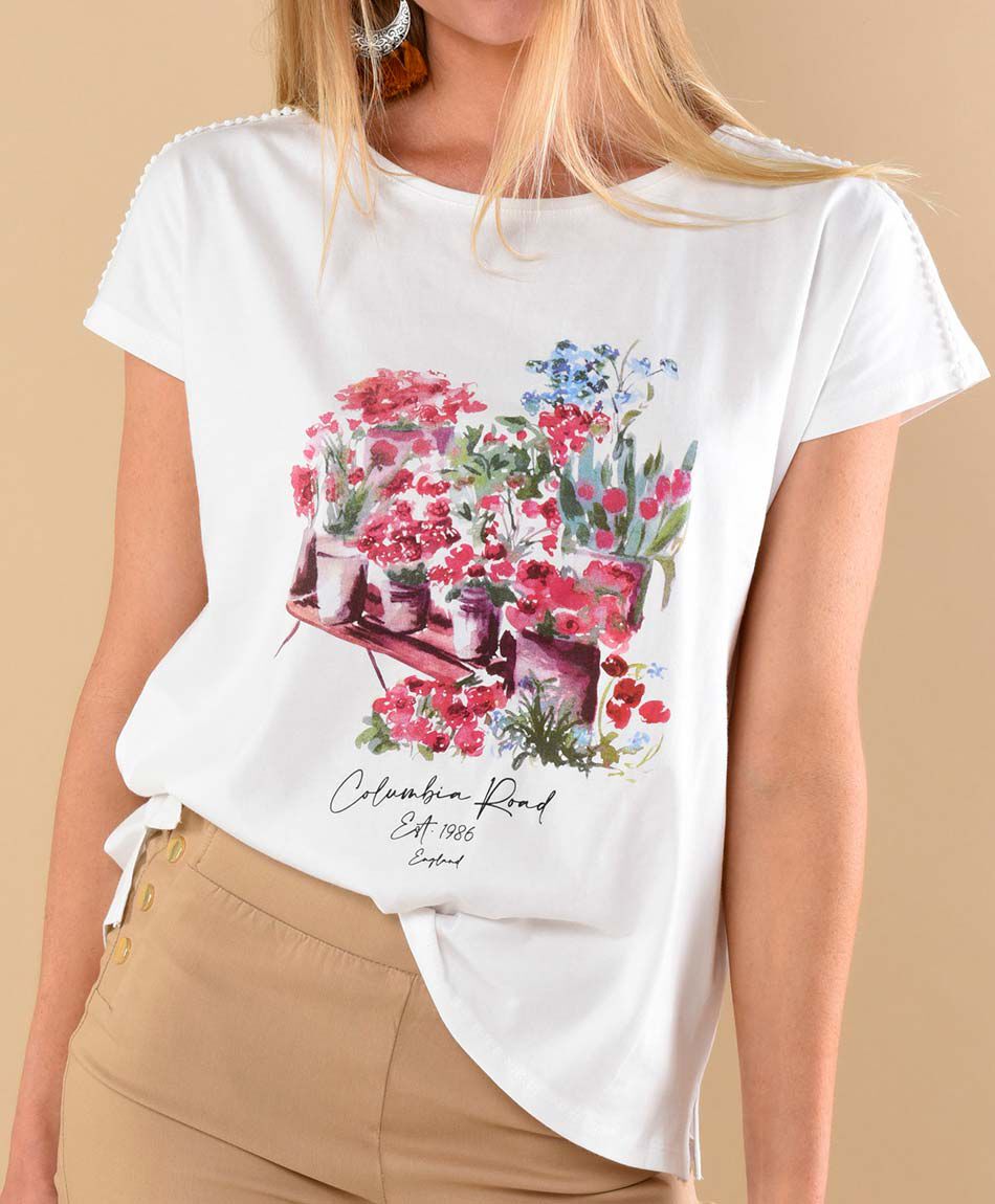 Polera manga corta cuello redondo