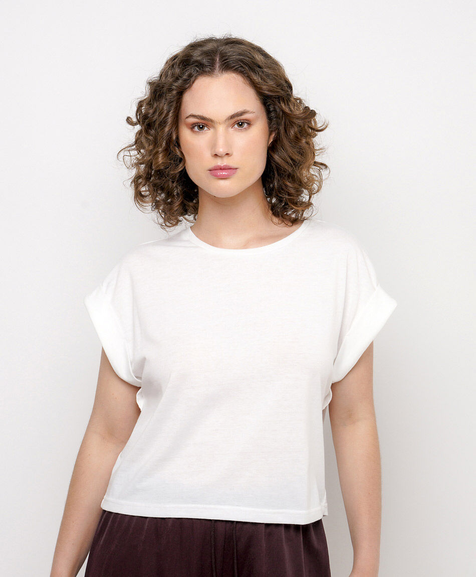 Polera mujer cuadrada blanca