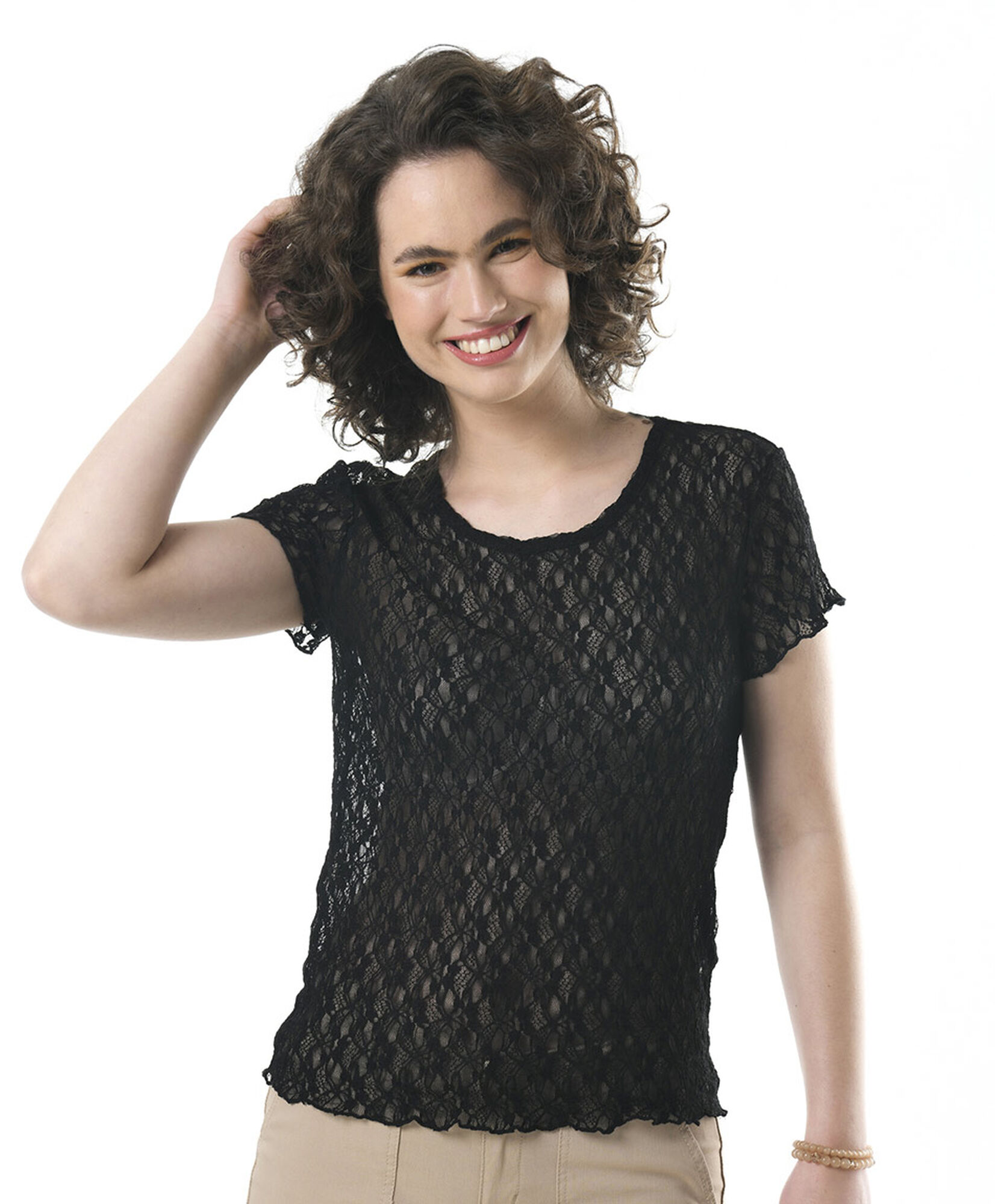 Polera mujer translúcida encaje Polera mujer translúcida encaje