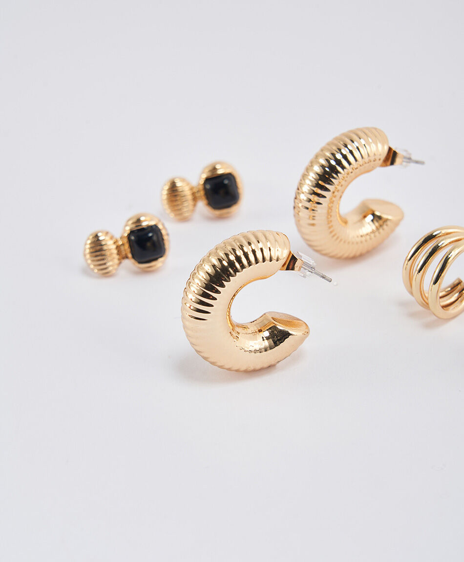 Set 3 aros mujer gold