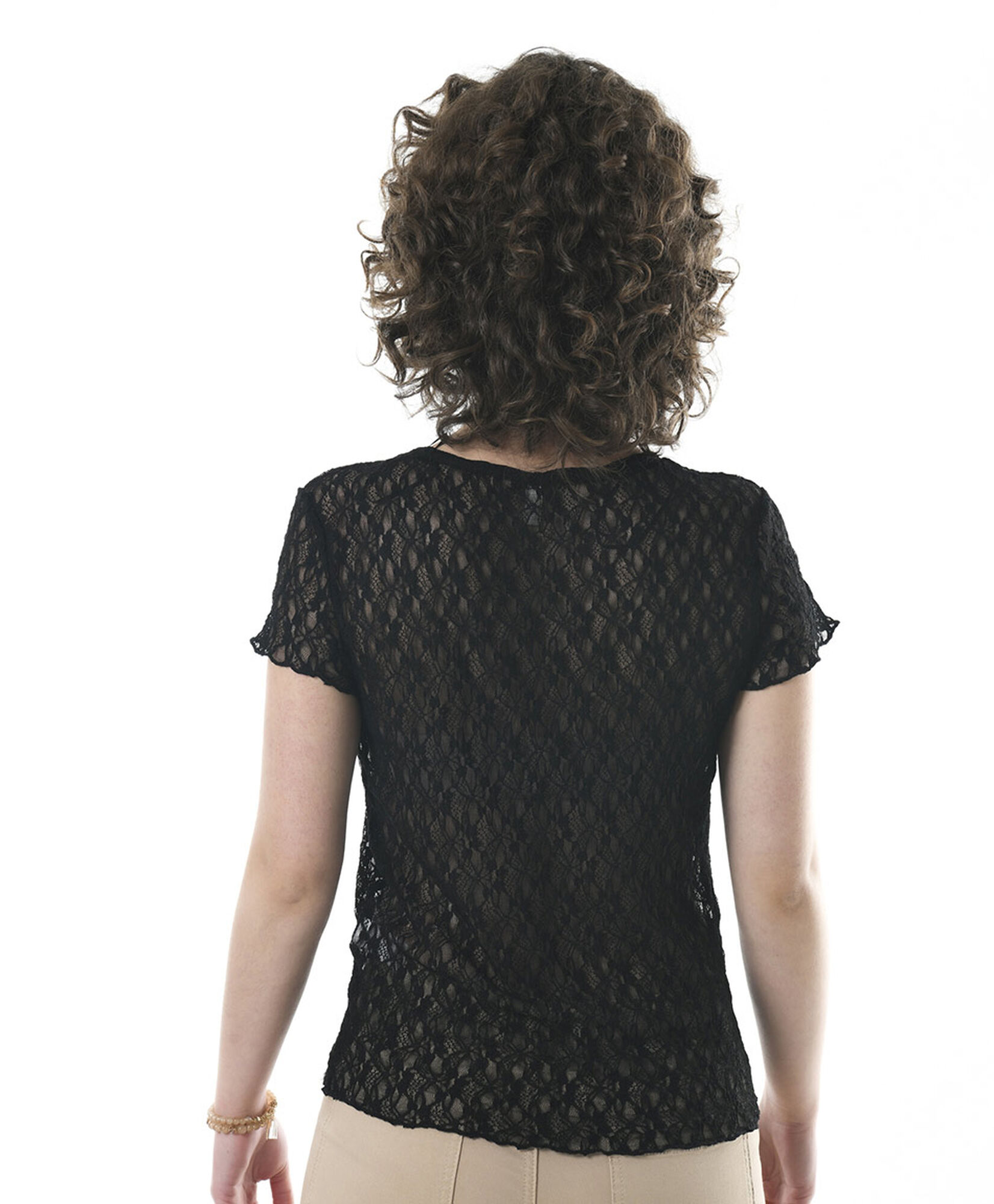 Polera mujer translúcida encaje Polera mujer translúcida encaje